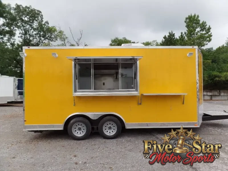 8.5' x 17' Yellow Concession Food Trailer photo 4